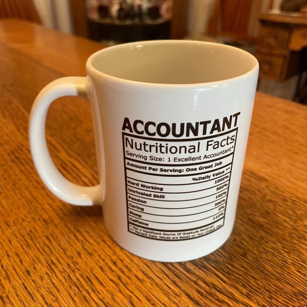 Accountant Nutritional Facts Humorous Coffee Cup Mug - Picture 3 of 5